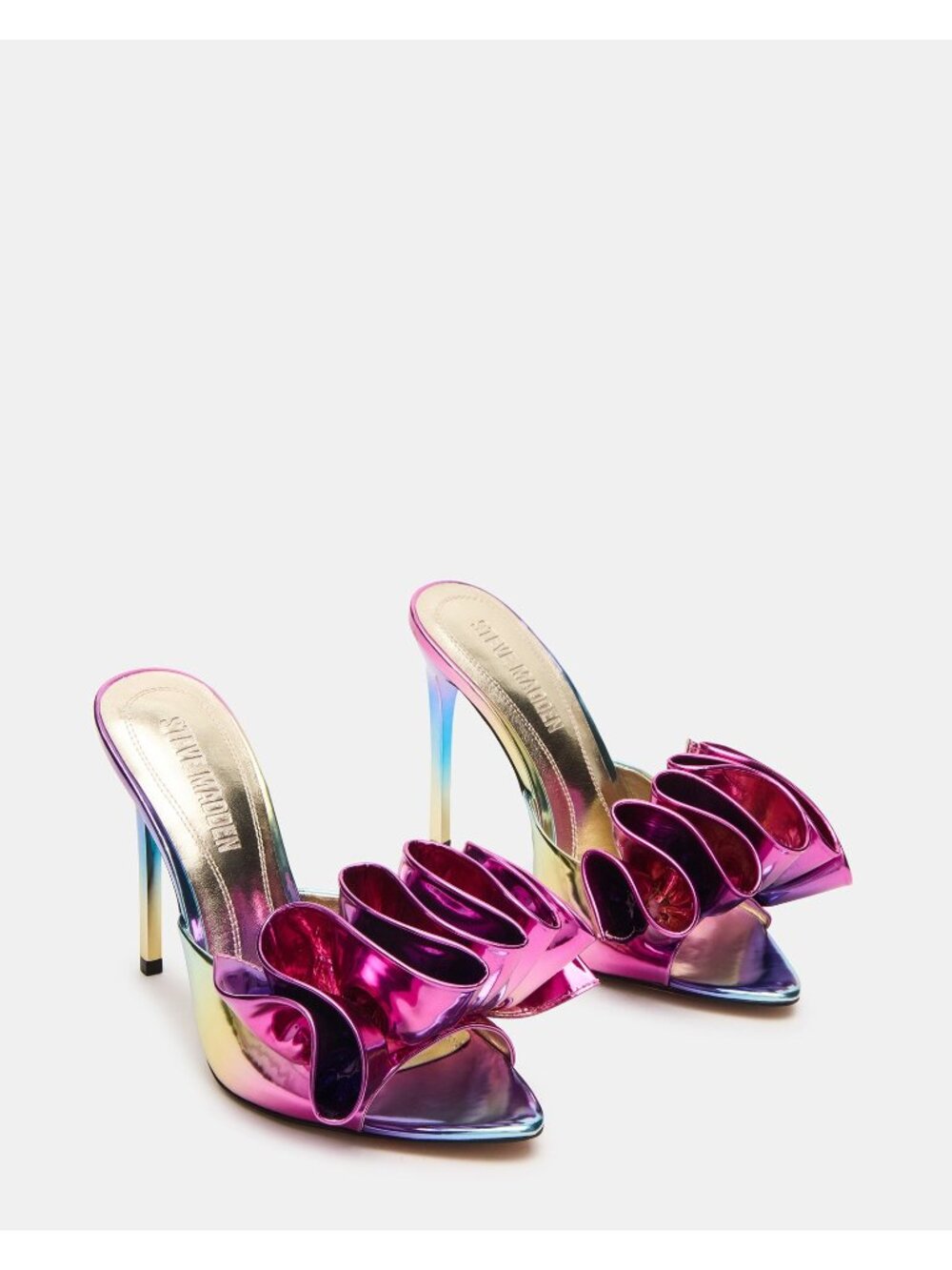 STEVE MADDEN AFFINITY METALLIC MULTI PINK HEELS MULE SIZE 9